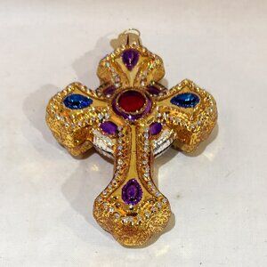 Old World Christmas Jeweled Glass Ornate Cross Christmas Holiday Ornament